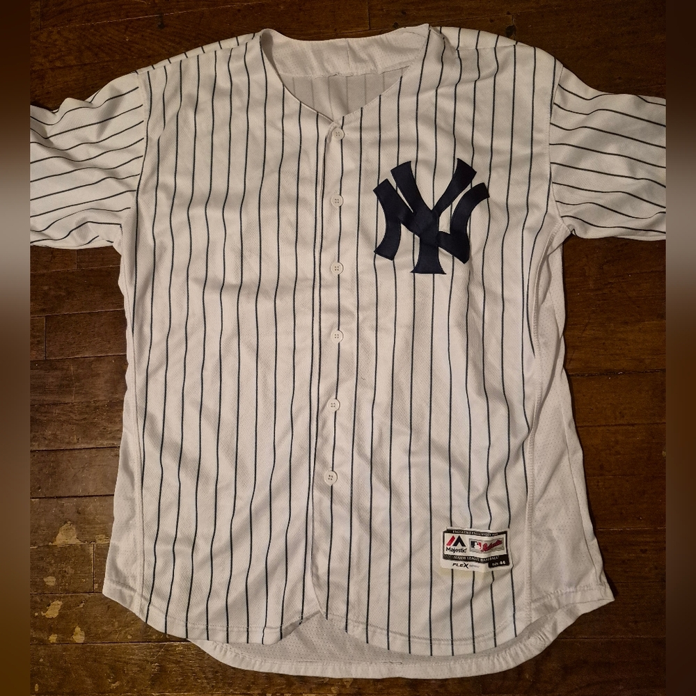 New York Yankees #24 White Blue Majestic Authentic Mens Sz 44 Baseball Jersey